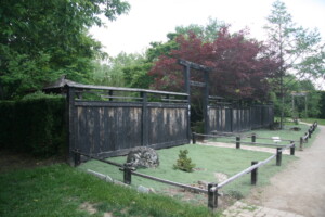 An angled image of the outside facade of the Japanese Garden.